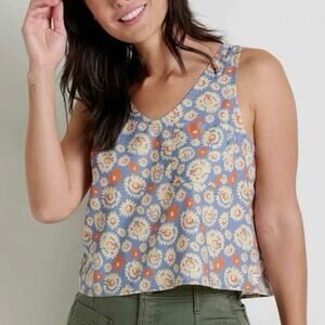 TOAD & CO Taj Hemp Button Back Tank North Shore Shape Print Large NWT